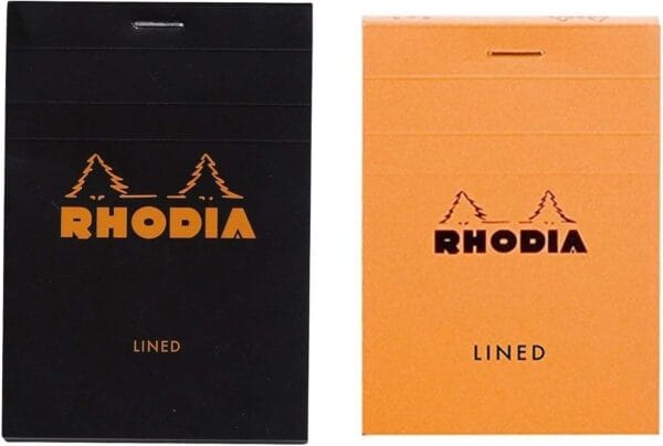 RHODIA | Notepad 3-3/8 x 4-3/4 Lined ORANGE and Black, Pack of 2