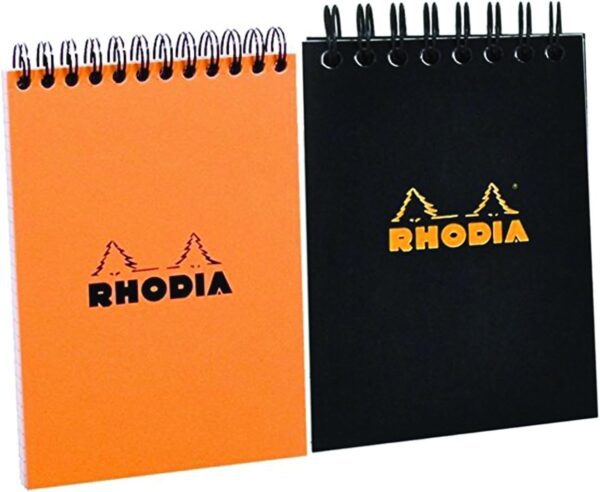 Rhodia | Wirebound Pad 4x6, Black and Orange, Pack of 2