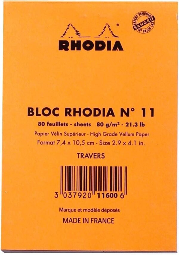 RHODIA | Notepad 3-3/8 x 4-3/4 Lined ORANGE and Black, Pack of 2 - Image 5