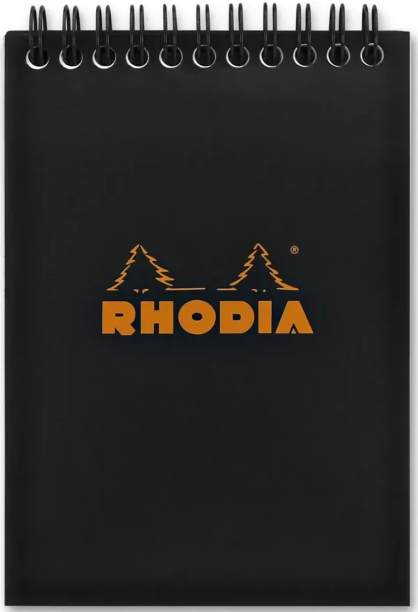 Rhodia | Wirebound Black Notepads graph - 4 in. x 6 in., Pack of 3